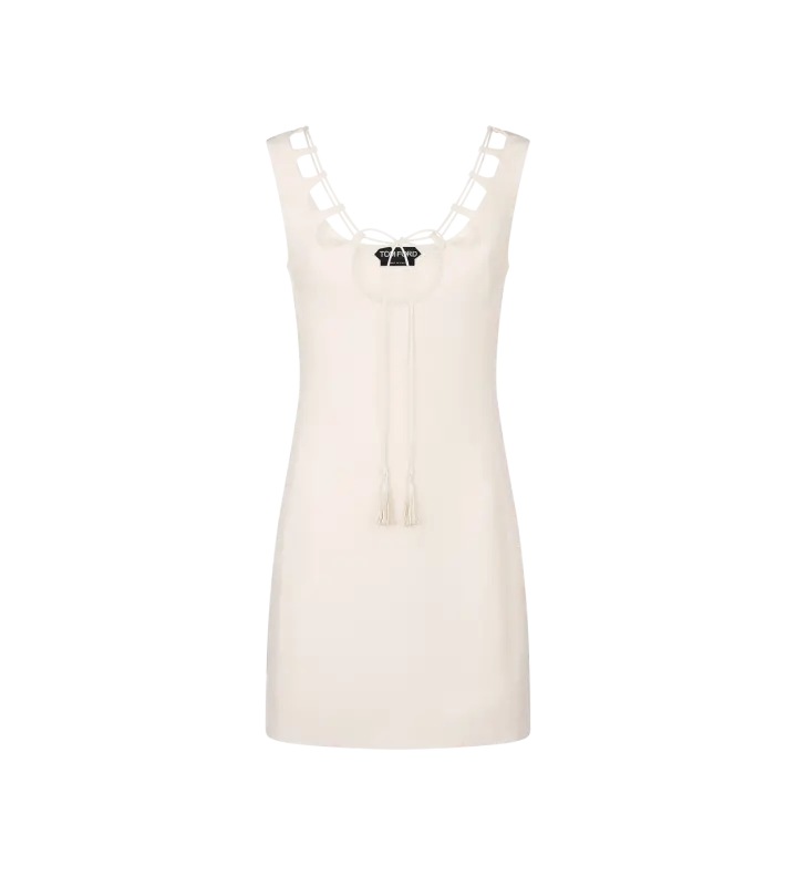 MINI COCKTAIL DRESS WITH DRAWSTRING CUT OUT NECKLINE online